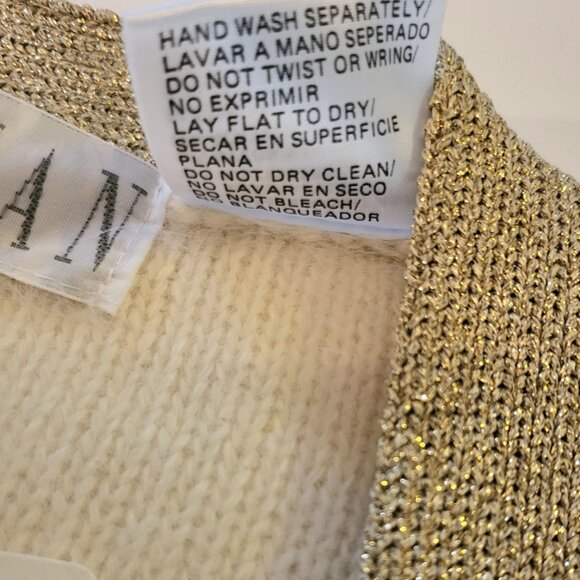NWT Vintage Angora Cream White Metallic Gold Cardigan Grandmacore Hygge Sz Small - Picture 7 of 9